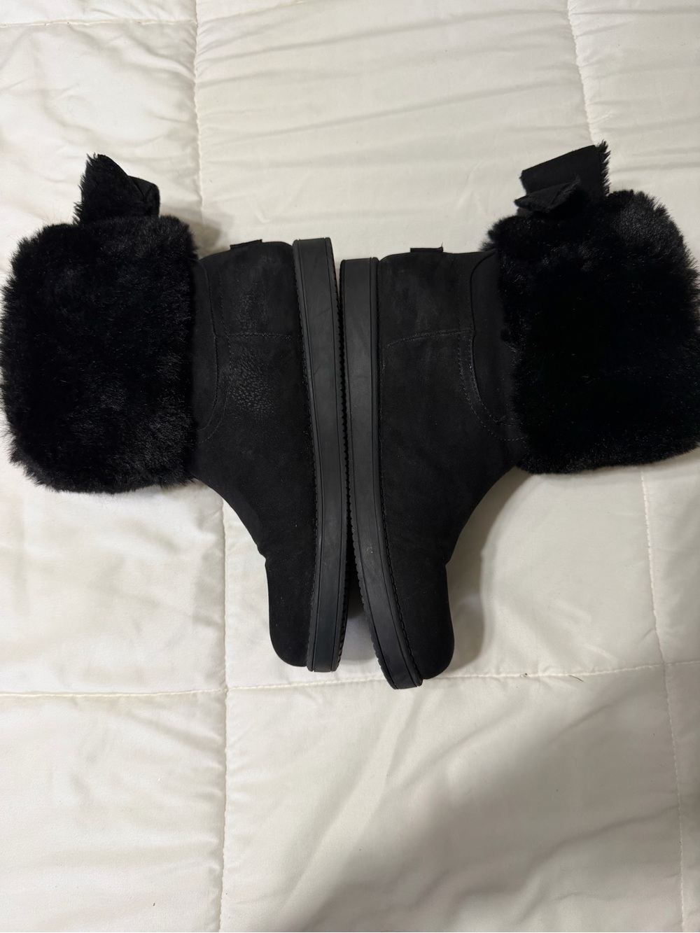 GBG Los Angeles Black Faux-Fur Winter Ankle Boots - Picture 3 of 9